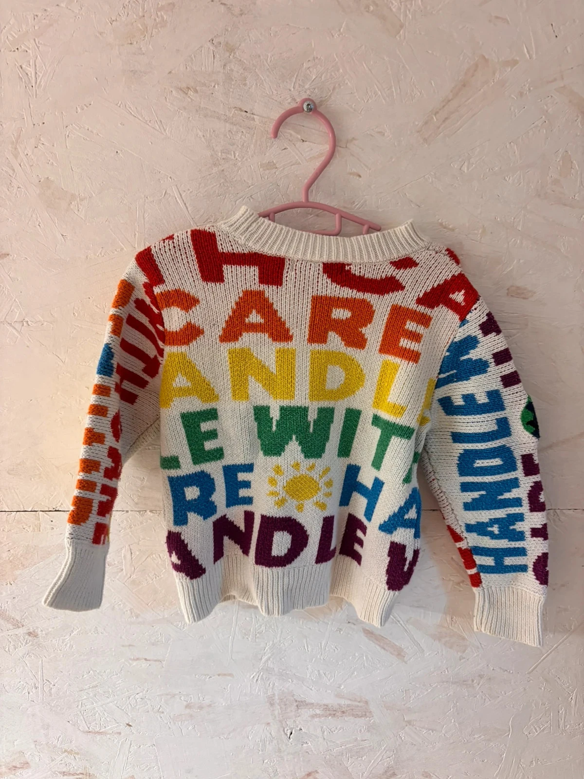 Stella McCartney Kids multicolor knit sweater "Handle with Care" - 4 years (100 cm) – photo 8